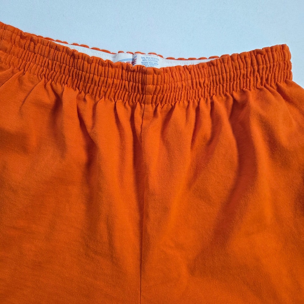 Soffe Womens Orange Athletic Gym Cheer Shorts Size Large High Rise Cotton - Picture 2 of 7